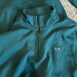 VINEYARD VINES Quarter-Zip Sweater Green Sz XL - 18 💯 PIMA COTTON